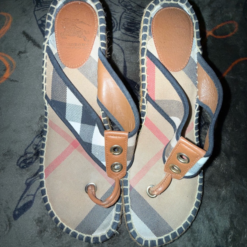 Authentic Burberry Tan and Black Wedges